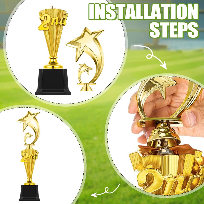 Foilswirl 1st 2nd 3rd Place Trophy Plastic Trophy Award for Sports Tournament Funny Prize Cup for Football Soccer Competitions Reward Ceremony(3 Pcs,Classic)