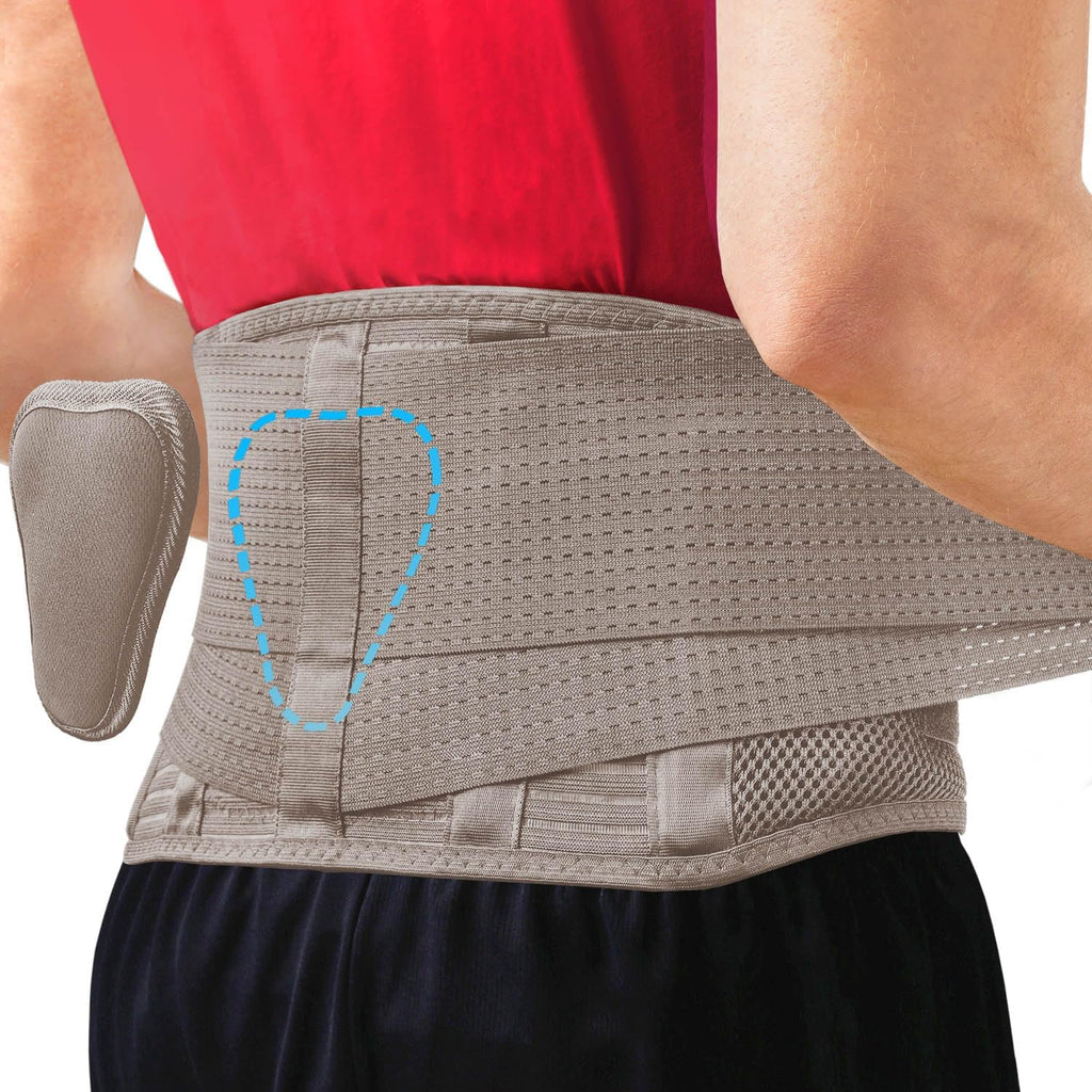 Sparthos Back Support Belt - Instant Relief for Lower Back Pain & Sciatica - Breathable Lumbar Brace - Fits 31–38″ Waist (Taupe, Small)