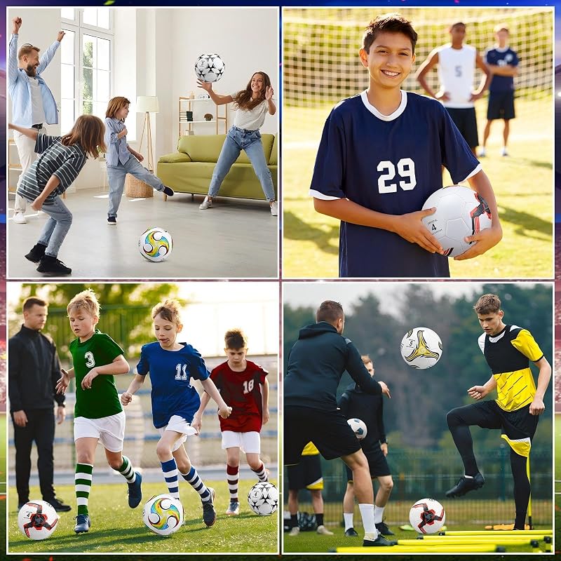 Tradder Size 3+Mixed Style Soccer Balls with Pump - 4 Pack Deflated
