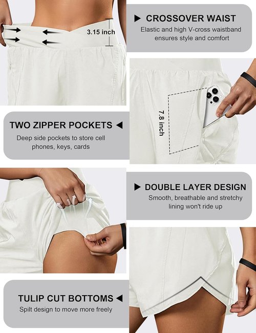 Blooming Jelly Women's High Waisted Workout Shorts - Athletic Running Design with Zipper Pockets