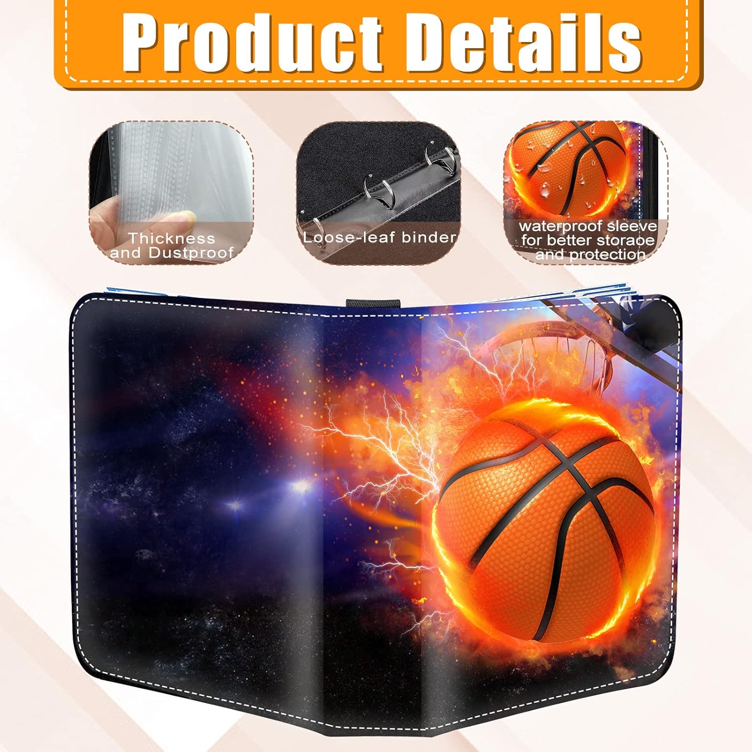 Skiennix Premium Basketball Card Binder - 4 Pocket Zippered Album | Water-Resistant, 400 Double-Sided Sleeves
