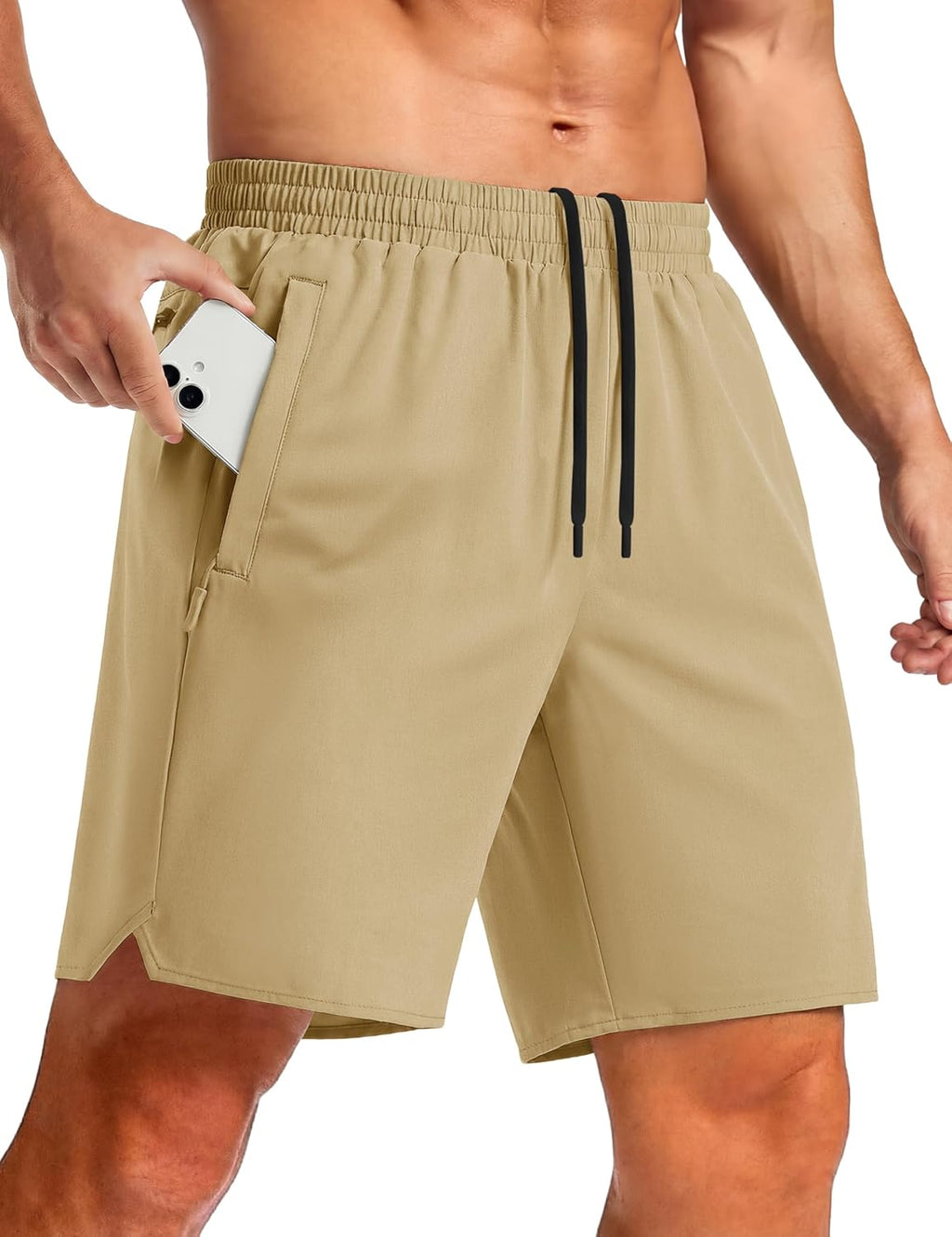 TACVASEN Men's Athletic Workout Shorts - Quick Dry 7" Gym Running Shorts with Zipper Pockets