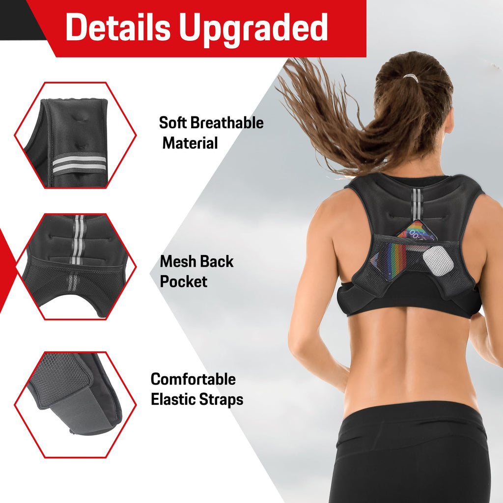 NEALFIT Weighted Vest for Men & Women, 5lbs/10lbs/15lbs/20lbs Weight Vest, Perfect for Running, Walking, Fitness, and Strength Training (Black, 10 lb)