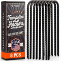 Happin® Heavy-Duty Trampoline Anchors - Galvanized Steel Ground Stakes (8 Pack, Black)