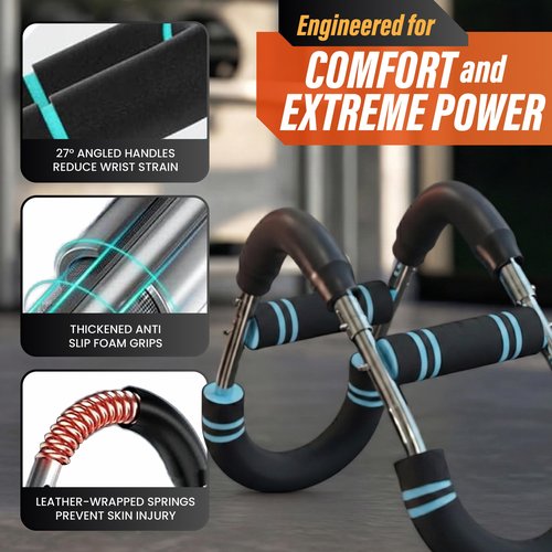 Twister Arm Trainer – Adjustable Chest Workout Equipment with 5 Resistance Levels (40–130 LBS), Arm Trainer for Men & Women, Shoulder & Upper Body Strength Training, Anti-Slip Home Gym Device (Blue)