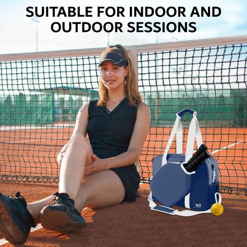 CEILADIA Pickleball Bags Tote for Women Men, Pickleball Gifts for Women Men, Large Pickleball Paddles Bags Totes (Blue)