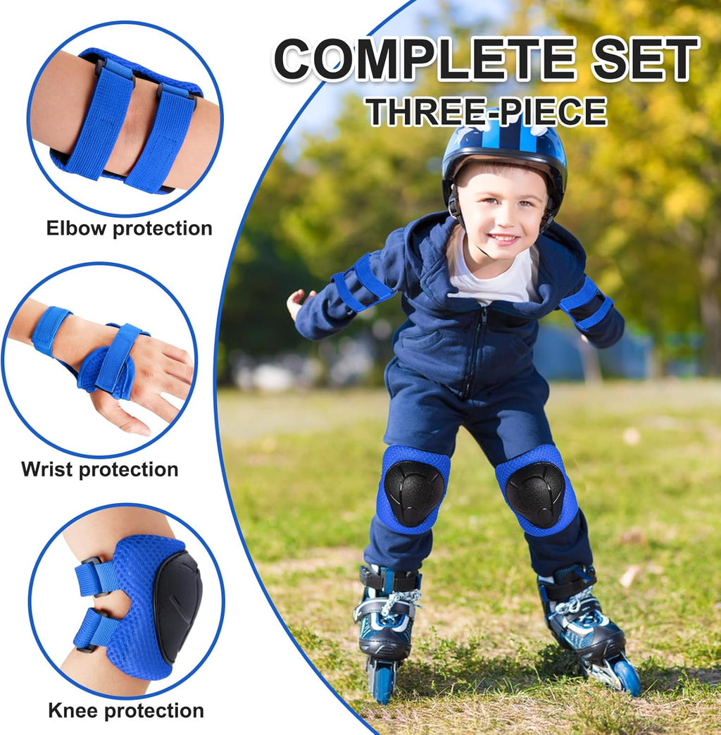 Skiennix Knee Pads for Kids 3-14 Years - 3-in-1 Set with Elbow Pads & Wrist Guards for Biking, Scooting, & Skating
