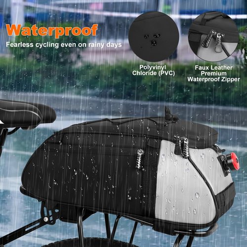 WILDKEN Bike Rack Bag, 10L Bike Rear Rack Bag Waterproof Bicycle Trunk Bag Bike Panniers Cycling Rear Seat Carrier Backseat Storage Luggage Bike Bags for Bicycle E bike Rear Rack