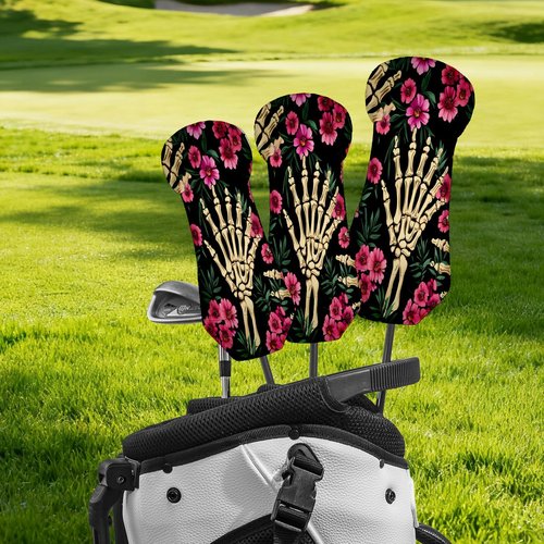 Funny Hand Black Golf Head Covers for Driver, Fairway, Hybrid & 3 Wood Premium PU Leather with Soft Velvet Lining Waterproof & Scratch-Resistant Unique Golf Gift for Men & Women