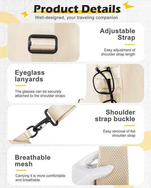 SEAFEW Sling Crossbody Bag for Men Women, Tactical Backpack Shoulder Daypack Mini Anti-Theft Motorcycle Chest Bags, Small One Strap Backpack for Casual Travel Hiking Outdoor Sports Off White