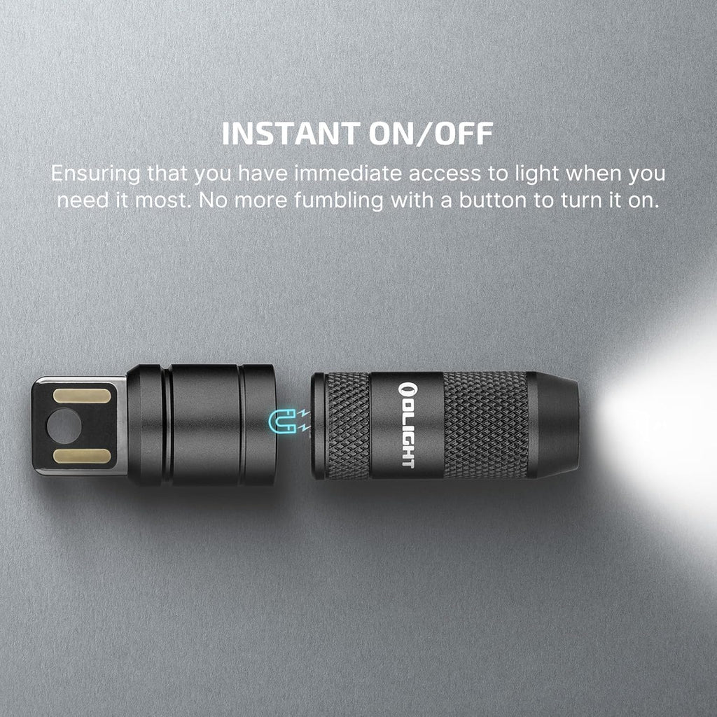 OLIGHT iMini 2 EDC Keychain Flashlight - 50 Lumens Compact Mini LED Light | Rechargeable, Portable (Black & Dream Blue)