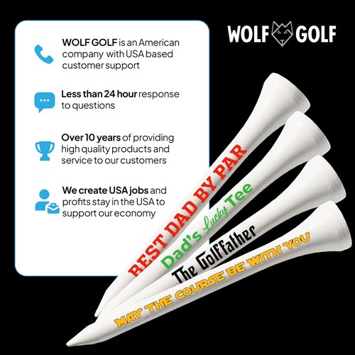 Best Dad Golf Tees or Best Grandpa Golf Tees - Set of 40 Golf Tees in Bulk - Best Dad by Par Tees - Golf Tee Gift Set