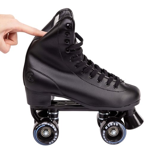 C SEVEN C7skates Quad Roller Skates | Retro Design (Black, Women's 11 / Men's 10)