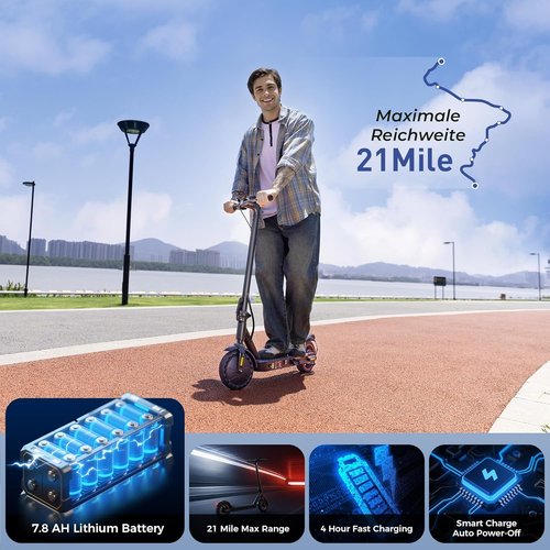 Electric Scooters | 500W Adult Electric Scooter - 18/21 MPH, 21 Miles Range, APP & Cruise Control