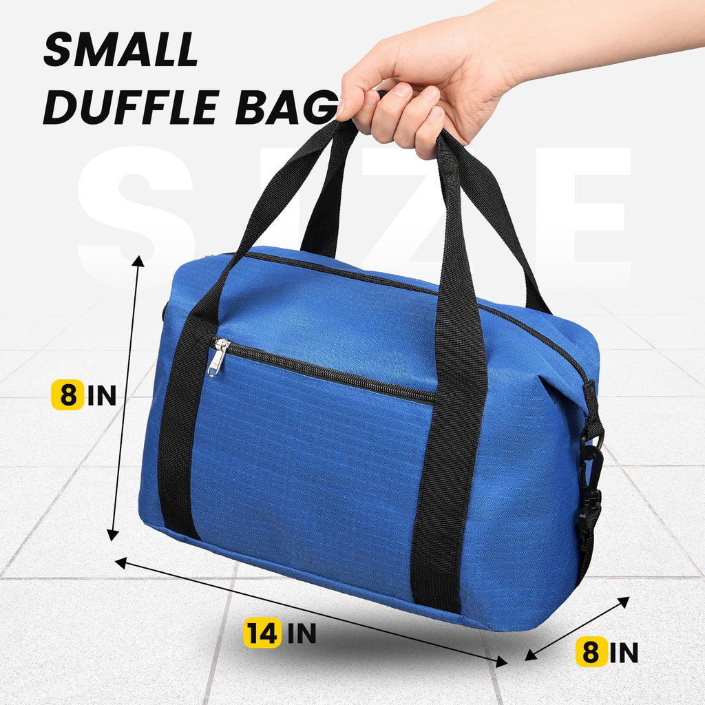 Vorspack Small Gym Bag - 14 Inches Duffle Bag for Travel Lightweight Duffel Bag for Men Women Personal Item Bag Weekender Bag for Travel Sports Gym - Blue