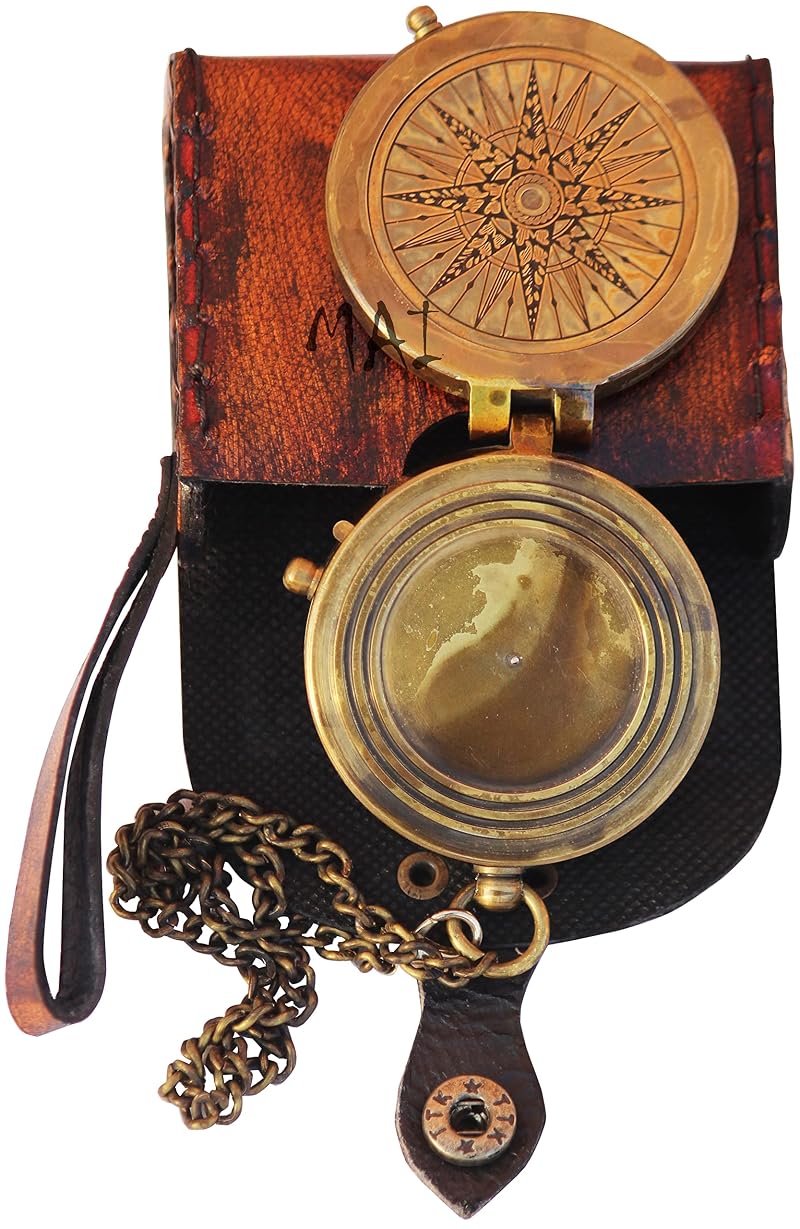 Brass Pocket Compass for Hiking – Antique Style, Survival Navigation Tool