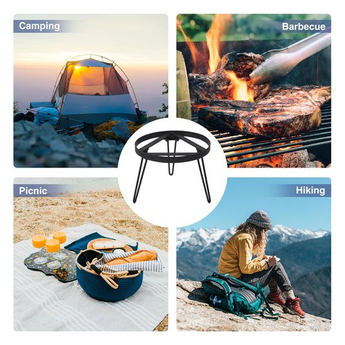 Lineslife Folding Campfire Tripod for Cooking, Portable Camping Tripod Stand for Solo Stove Bonfire Fire Pit, Dutch Oven, Open Fire, Iron Black