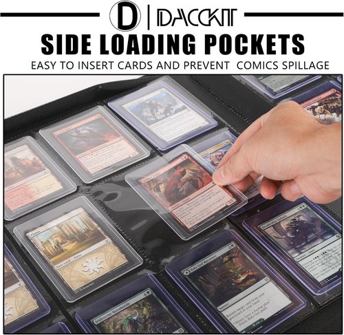 D DACCKIT Top Loader Binder - 12 Pocket Fits 480 Cards | Compatible with 3" X 4" Rigid Holders - Brilliant Green