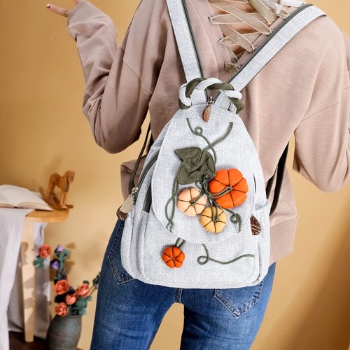 Light lady backpack Casual Canvas Backpack，Hand-woven ladies backpack，Convertible Multifunctional Straps Ladies Shoulder Chest Bag