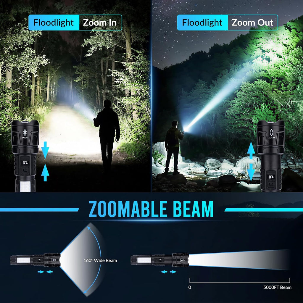 Skiennix Tactical LED Flashlights - Super Bright Rechargeable 1,500,000L with 6 Modes | 2-Pack
