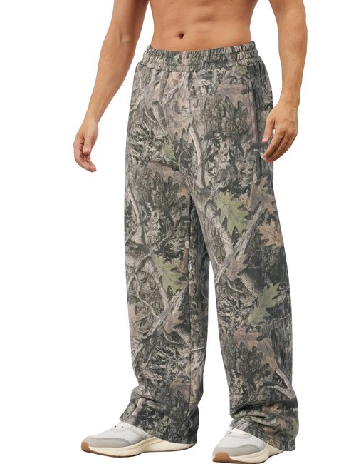 MSBESYOR Mens Baggy Camo Graphic Print Sweatpants Workout Athletic Joggers Pants for Men Wide Leg Hunting Sweat Pant