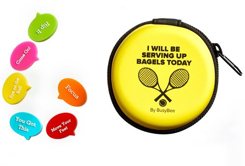 BusyBee Tennis Vibration Dampener in Fun Zipper Gift Pack. Best Shock Absorber (6 Count) Plus a Bonus: Exclusive Mobile App 3 Months Trial