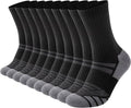 COOPLUS Men's Performance Crew Socks - Heavy Cushion Athletic Work Socks | 5 Pairs