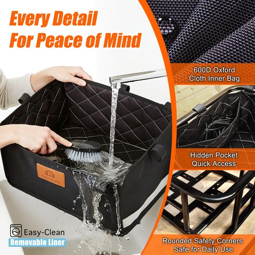 Amoowis Rear Bike Basket Large Capacity - 210LBS Heavy-Duty Cargo Basket, All-Weather E-Bike & Scooter Accessories with Cover, Perfect for Grocery Hauls, Pet Transport & Commuting