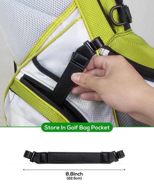 Big Teeth Golf Bag Accessories Golf Leg Leather Strap,Golf Stabilizer Strap, Equipment for Stand Bag with Legs (Black)
