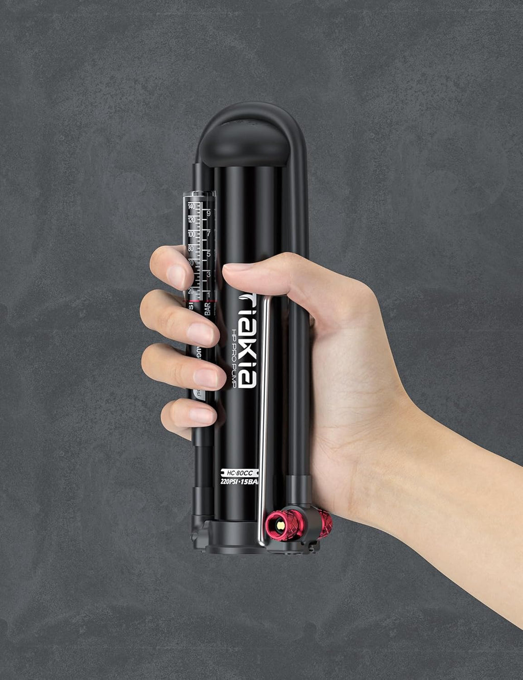 Tiakia High Pressure Bicycle Pump - Portable Hand Air Pump with Gauge for Presta & Schrader Valves | Aluminum, Fits Mountain & Road Bikes, Strollers, Balls