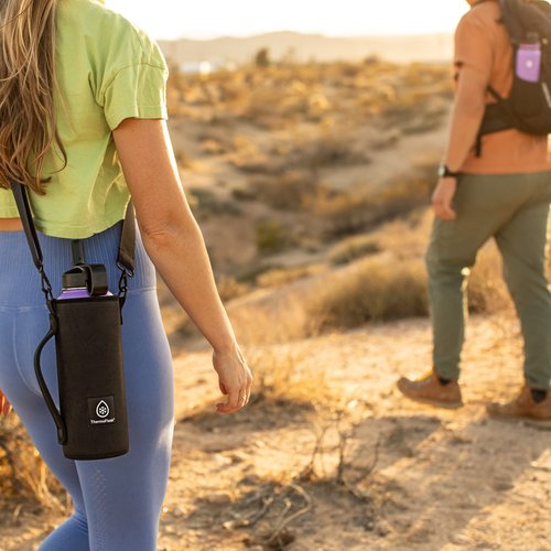 ThermoFlask Wine Bottle Ice Jacket - Wine Bottle Holder with Adjustable Buckle & Strap - Temp-Lock Wine Carrier - Wine Carrier for Travel - Wine Accessory for Brunch, Christmas, Parties & More - Grey