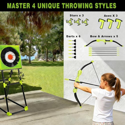 4-in-1 Axe Throwing Game by Backyard Fun | Complete Set with Axes, Darts & Targets for Indoor/Outdoor Competition