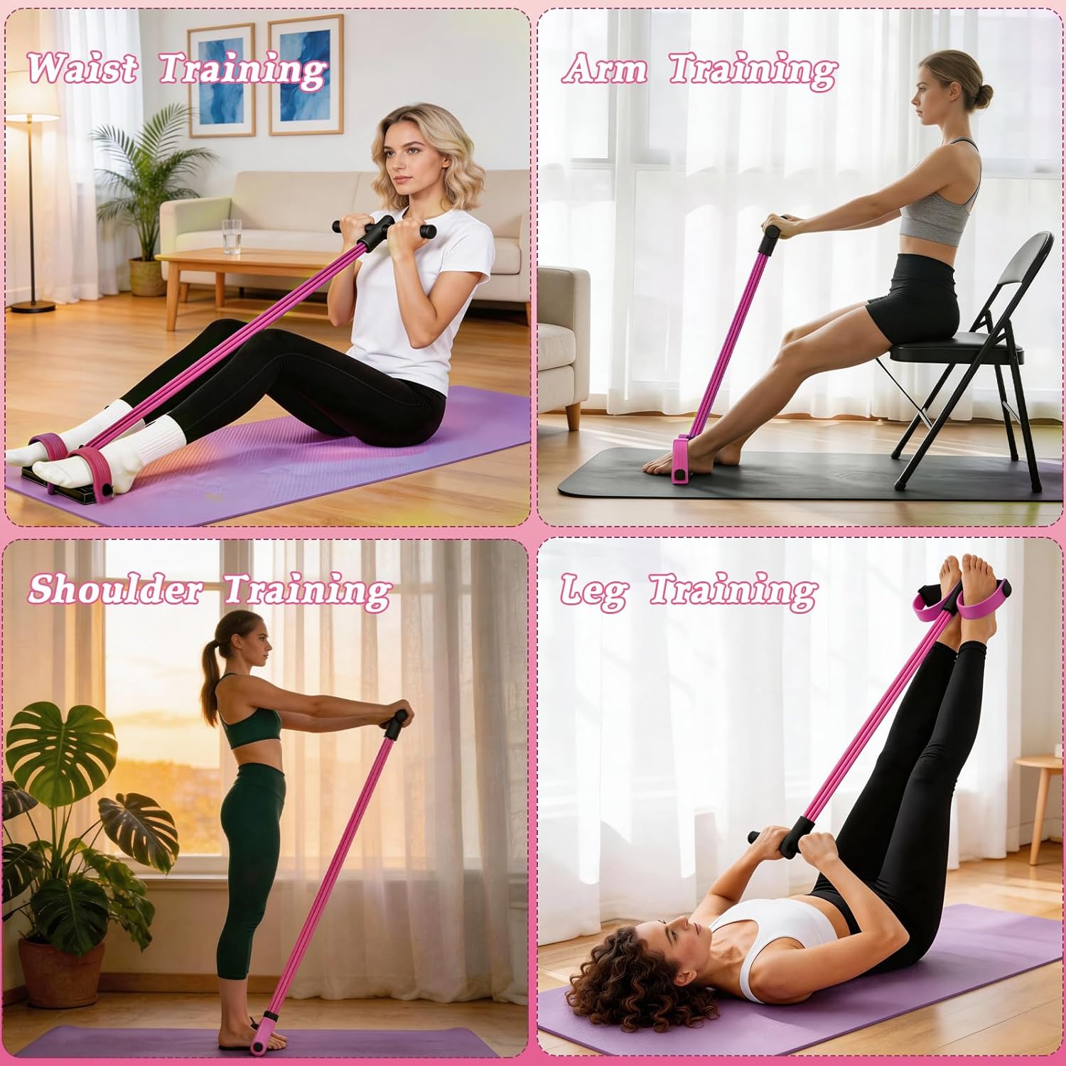 Skiennix Pedal Resistance Bands - Multifunctional 6 Tube Rubber Bands for Waist, Arms, Abdomen & Legs