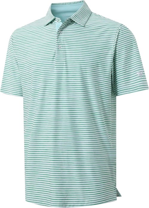 M MAELREG Golf Polo Shirt - Men's Short Sleeve Dry Fit Striped Performance | Moisture-Wicking Casual Wear