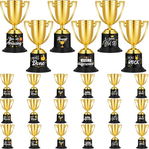 Fulmoon 24 Pack Gold Trophy Awards - Fun Plastic Trophies for Kids & Adults | Perfect for Parties & Competitions