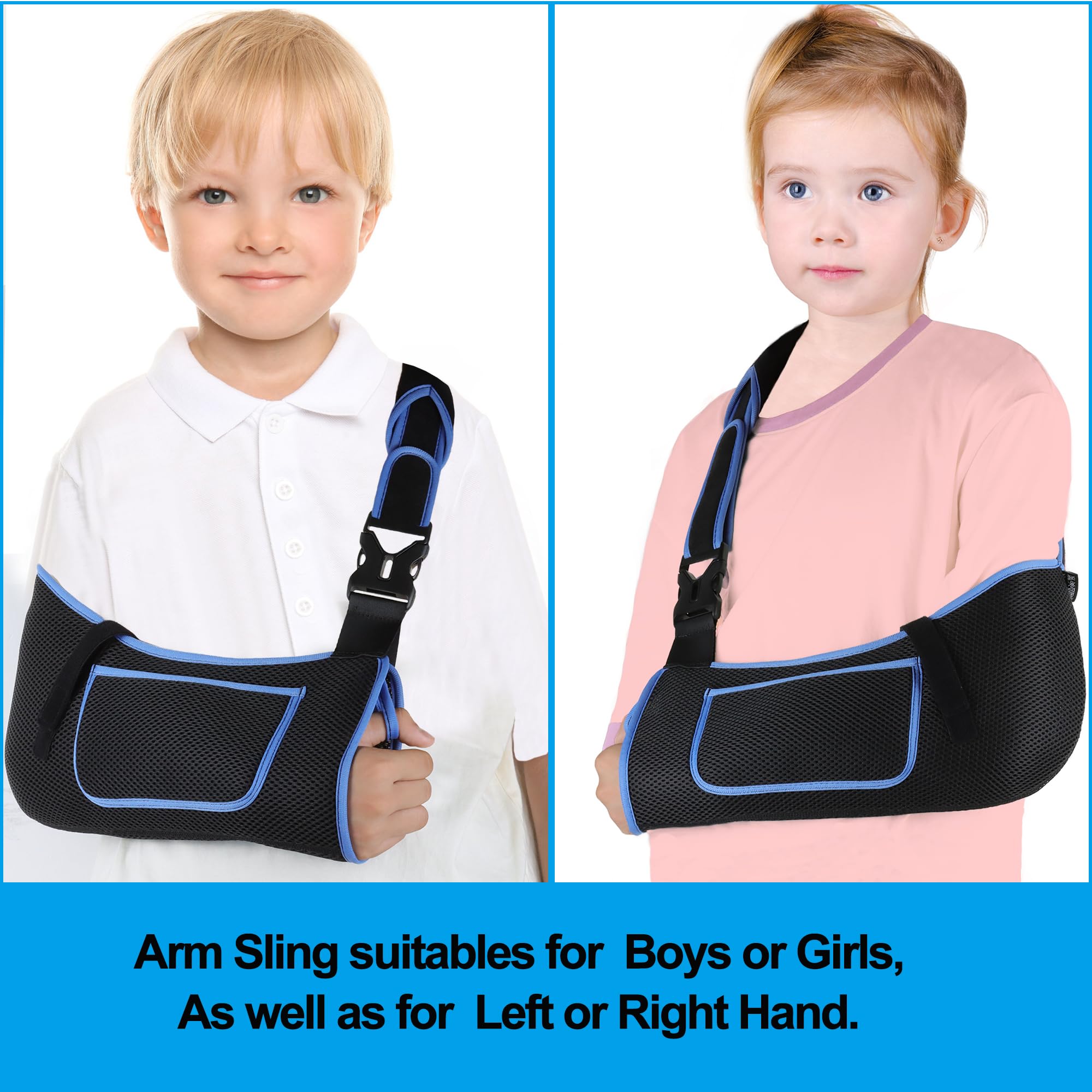VISKONDA Kids Arm Sling,Mesh Medical Sling with Adjustable Shoulder Pad,Breathable Children Arm Support Shoulder Immobilizer Brace for Elbow,Wrist Injury,Torn Rotator Cuff,Post-Surgery(Black,Small)