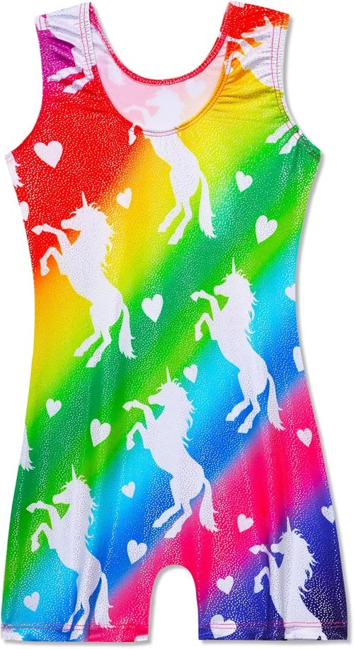 Domusgo Gymnastics Leotards for Girls - Sparkly One-Piece Unitard with Shorts | Pro Fit