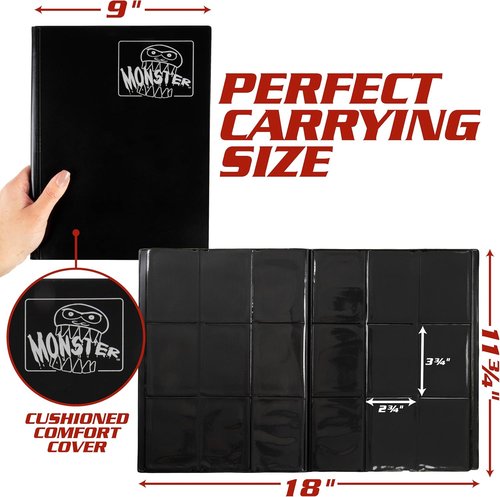 Monster Trading Card Album - Holofoil Red Binder with Anti-Theft Protection | Holds 360 Cards for Yu-Gi-Oh, Pokémon, MTG