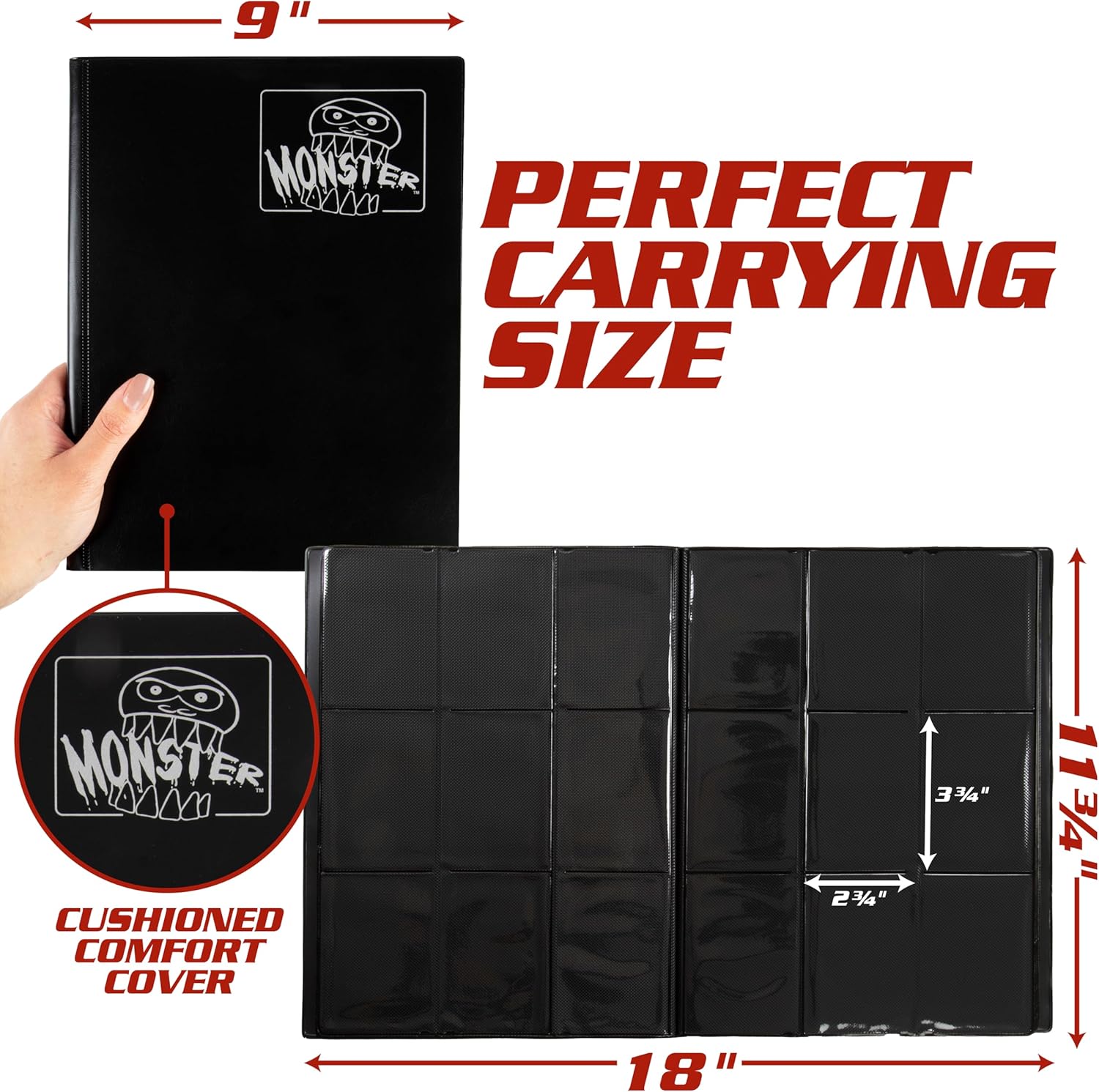 Skiennix 9 Pocket Trading Card Binder - Matte Black Album with Side Loading Pockets | Anti-Theft Storage for 360 Cards - Compatible with Pokémon, Yu-Gi-Oh!, MTG