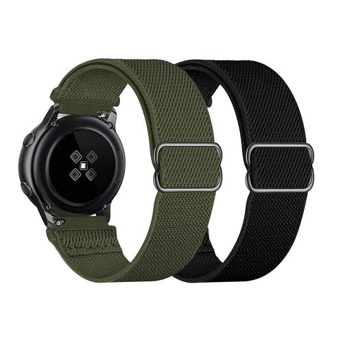 Yeejok Compatible for Fossil Gen 6/5E 44mm Bands Nylon, 22mm Stretchy Solo Loop Sport Elastic Straps for Fossil Men's Gen 5LTE/Carlyle Garrett/Women's Julianna/Gen 4 Explorist HR-Black+ArmyGreen