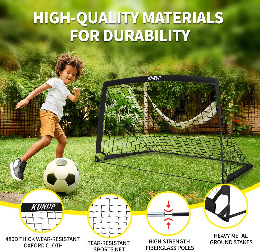 Skiennix Kids Soccer Goals - Portable Foldable Practice Nets with Training Equipment Set for Backyard Fun