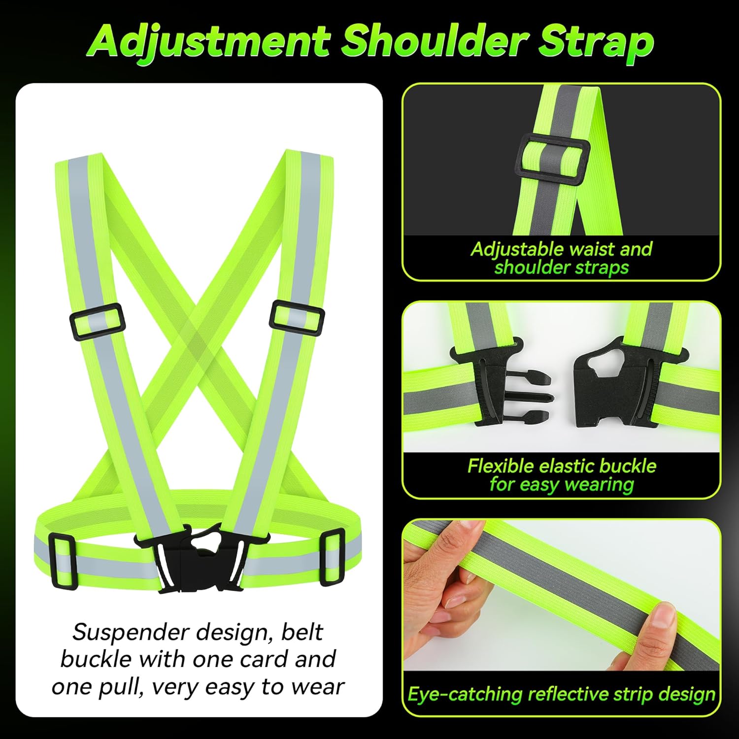 Skiennix Reflective Vest - High Visibility Adjustable Safety Gear for Night Running & Outdoor Activities