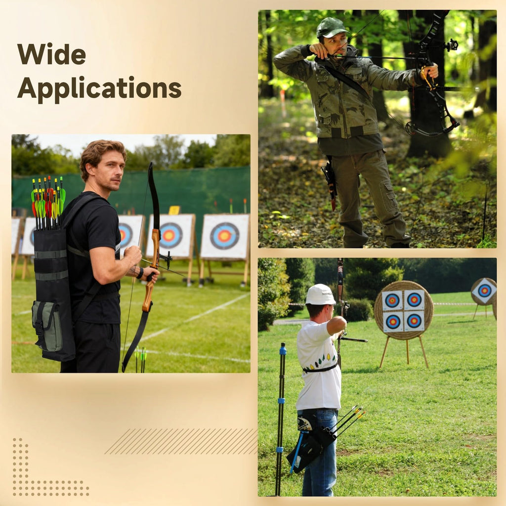Calolin Archery Back Arrow Quiver, 19.7 in Lightweight Arrow Holder with Adjustable Shoulder Strap, Quick Release Buckle for Outdoor Hunting