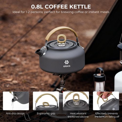 Alocs Camping Cookware, Portable Non-Stick Camping Pan Set with Enhanced Handle, Ideal for Outdoor Kitchen, Picnic, Hiking and Fishing