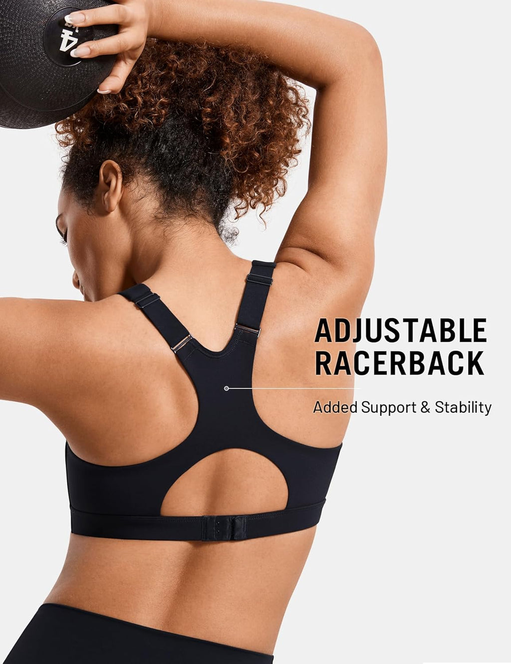 SYROKAN High Impact Zip Front Sports Bra for Women - No Underwire, Soft Padded, Racerback Design