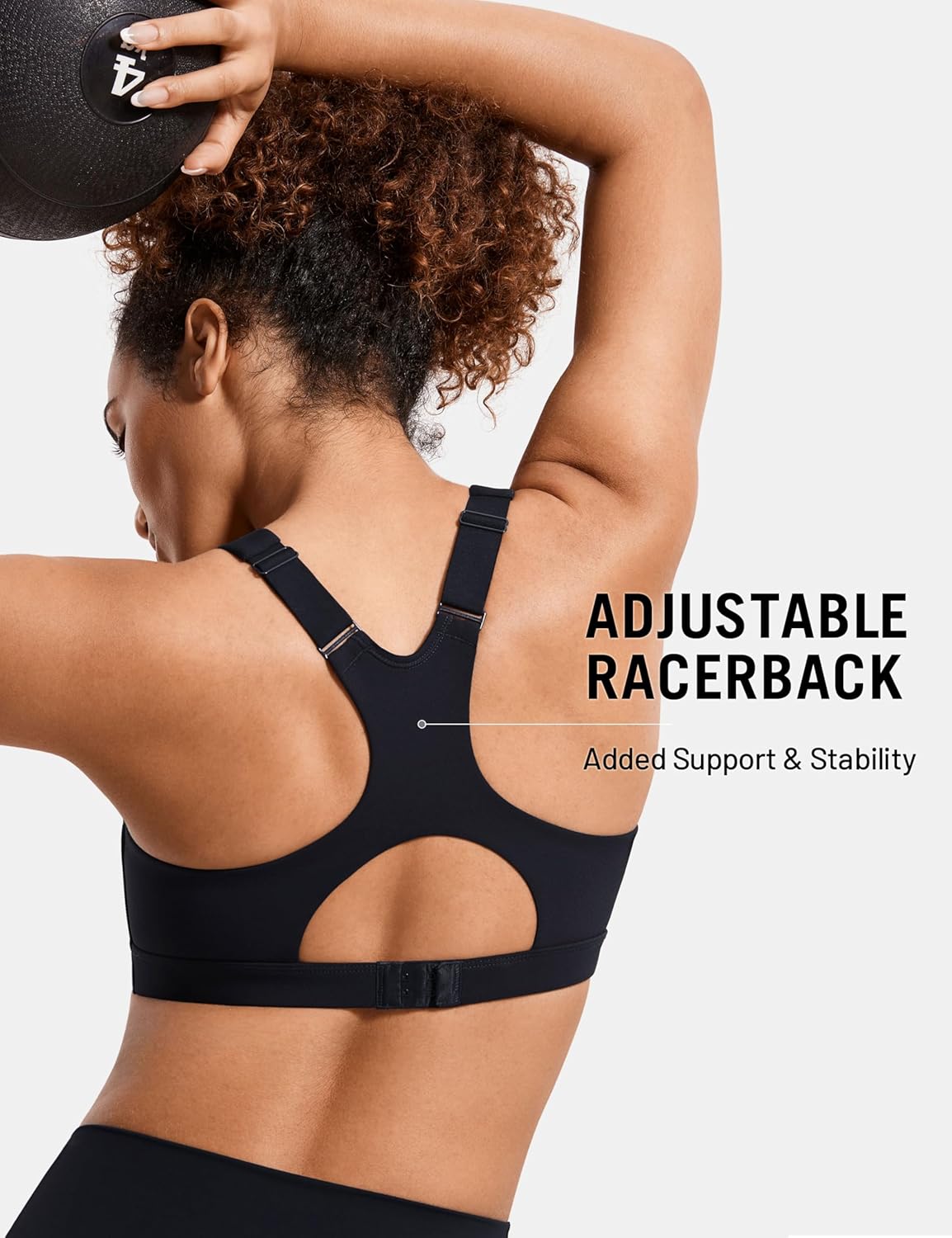 SYROKAN High Impact Zip Front Sports Bra for Women - No Underwire, Soft Padded, Racerback Design