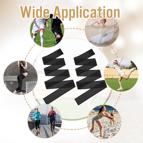 Yuanan 4 PCS Thigh Compression Sleeve, Hamstring Compression Wrap Adjustable Thigh Compressions Wrap Versatile Elastic Knee Wraps for Pain Relief Thighs Compressions Braces for Man and Woman(Black)