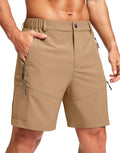 Pudolla Men's Hiking Cargo Shorts - Lightweight Outdoor Shorts with 5 Zipper Pockets | 9"/7"/11" Sizes