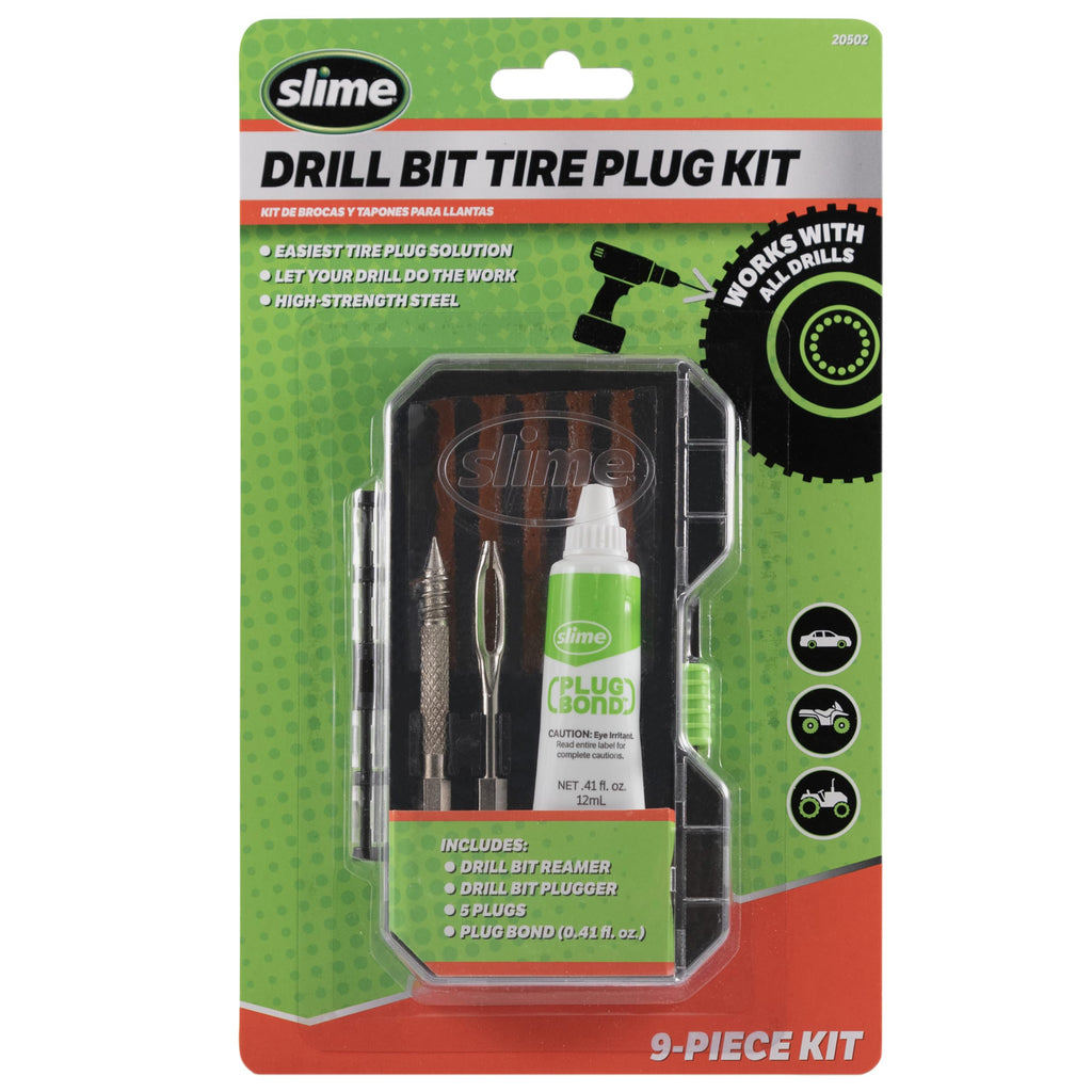 Slime 20502 Tire Plug Drill Bit Kit, All Drills Compatable, Easiest Tire Plug Option, (9-Piece Kit)