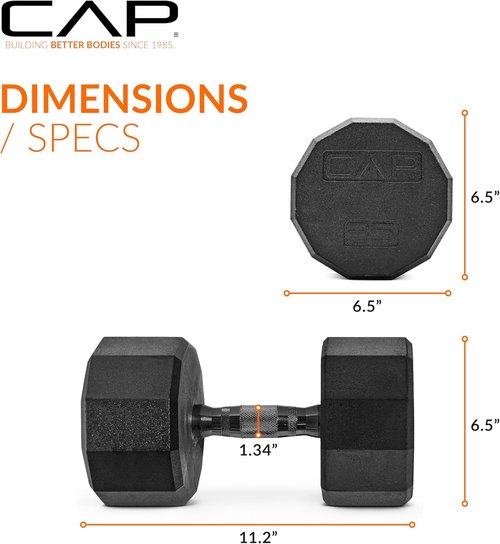 CAP Barbell Coated Hex Dumbbell - Versatile Weights from 10 to 120 lbs | Multiple Options Available